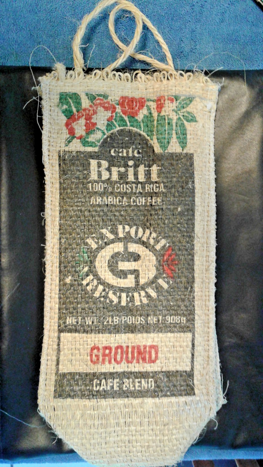 CAFE BRITT Costa Rica Arabica COFFEE BURLAP BAG SACK 2 Pound