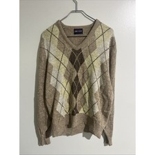 Vintage Argyle Pine State Sweater V Neck USA Made Grandpacore Medium Academia