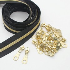 5 Antique Bronze Metallic Nylon Coil Zippers by The Yard Bulk Black Tape 10 ...