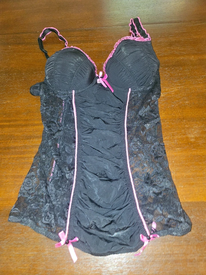 Playboy Bunny Intimates Lingerie Black Hot Pink Size Small - Image 2 of 4