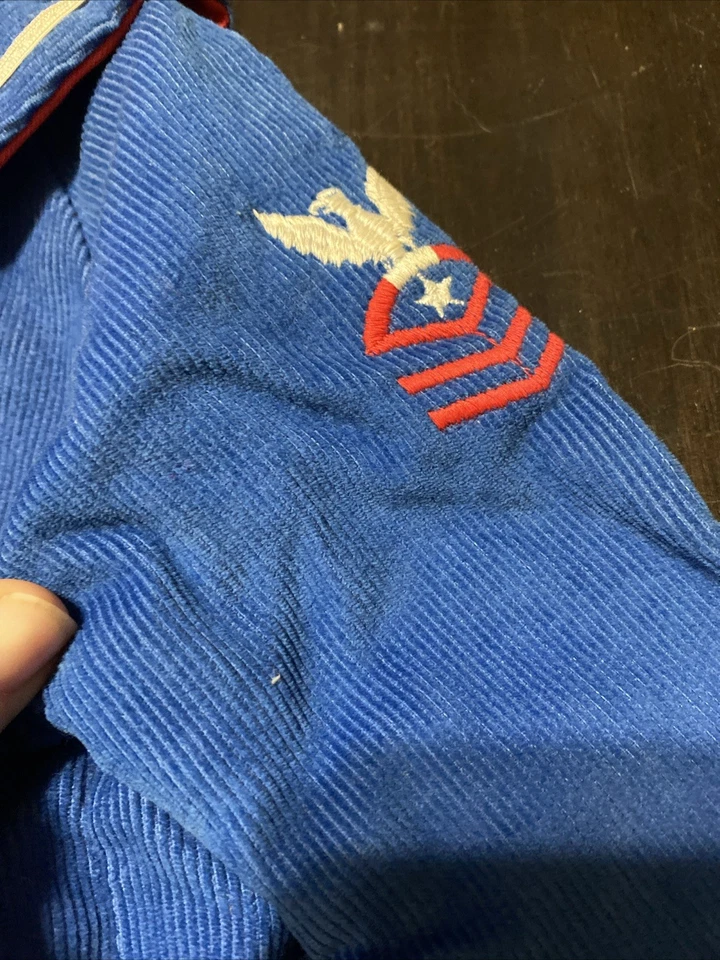 1970s Vintage Navy Dress Blues Children Outfit Gold Button Pant Set Corduroy 18M - Image 2 of 4