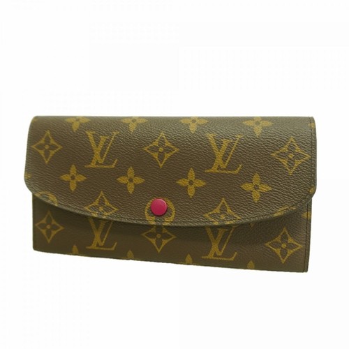Louis Vuitton Monogram Portefeuille Emily Long Wallet Brown Fuchsia Authentic