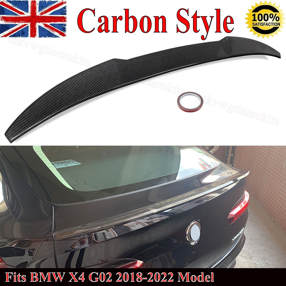 FOR BMW X4 G02 M SPORT REAR BOOT TRUNK LIP SPOILER X4M STYLE 2018+ CARBON STYLE - Image 2