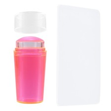 Nail Art Stamper Pink Silicone Stamping Tool with Scraper for DIY Nail Decor