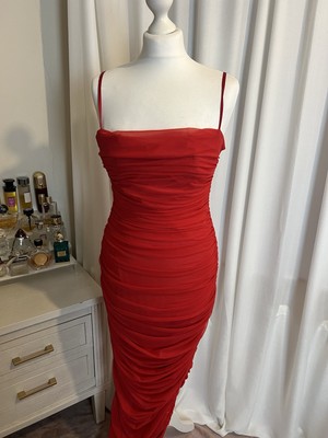 open lace back dress Dara Scarlet Red Long Dress  Maison Safiyaa USA