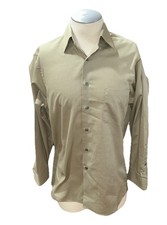 Geoffrey Beene mens shirt Medium 15.5 32/33 Brown long sleeves button