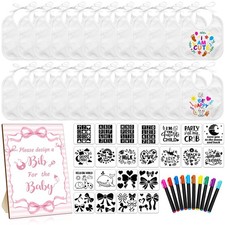 Newwiee 55 White Baby Bibs for Decorating, DIY, Shower Games, Crafts