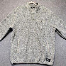 Eddie Bauer Mens Gray Heather Fleece Snap Mock Neck Pullover Sweater EB006411