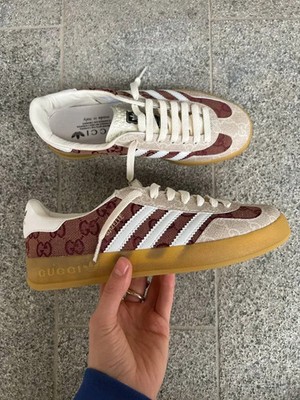 Gucci Gazelle Beige Brown WOMEN'S Athletic Sneakers Suede Leather