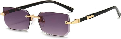 Occhiali da sole rettangolari senza montatura stile Y2K UV400 da donna e da uomo - Foto 5 di 9