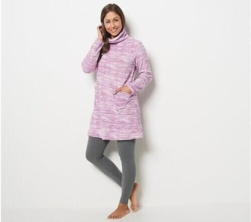 ~  NEW STAN HERMAN SPACE DYE PLUSH TUNIC WITH LEGGINGS LILAC/GREY SMALL S - Picture 1 of 1