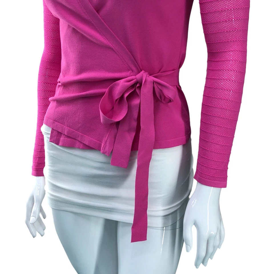 Top Diane Von Furstenberg DVF Mujer Talla XS Imelda Envolvente Rosa Malla Barbiecore Foto 3 de 4