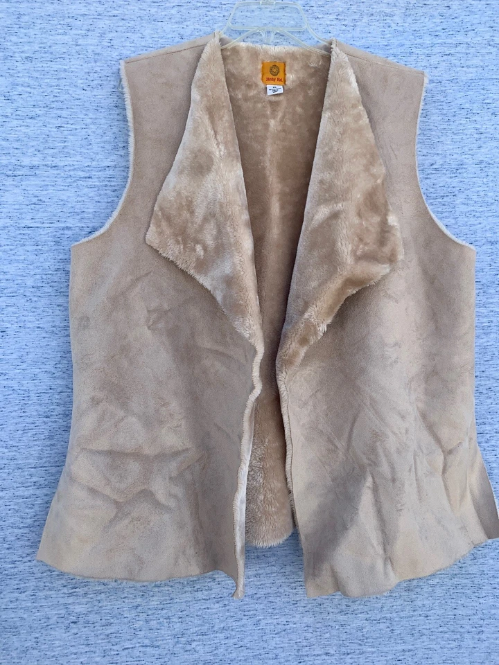 SALE @ Vintage RUBY RD Faux Leather & Fur Biker Sexy Lined Vest Size XL ❤️tb9j3 - Image 4 of 4