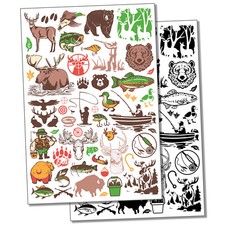 Outdoors Animals Hunting and Fishing Temporary Tattoo Fake Body Art Set