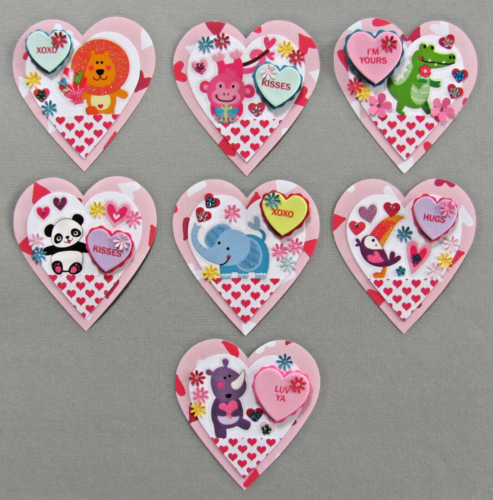 Handmade Valentine's Day Paper Heart Embellishments Scrapbooking Journals Cards