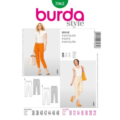Burda Style Schnittmuster 7062 Damen Basic Bundfaltenhose mit Größenwahl