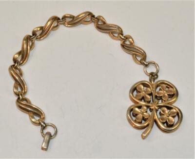 Vintage 1953 Gestempelt Trifari Pat Anhänger Goldfarbig Kleeblatt Form 7 '' Band