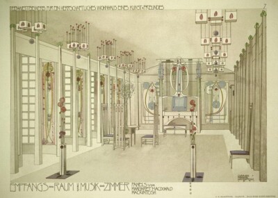 Panels : Charles Rennie Mackintosh : 1899 Interior Design Print to Frame