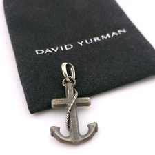 David Yurman Sterling Silver Maritime Ship Sea Rope Anchor Pendant Pouch