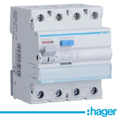 Hager Fehlerstromschutzschalter 3P+N 40A 100mA 6kA A schalter