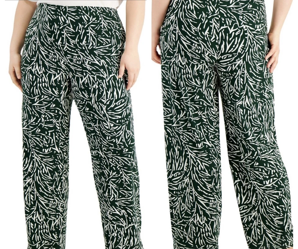Nuevo con etiquetas Pantalones Alfani Elements PLUS Pierna Ancha Talla 2X Verde Blanco Estampado $69 Foto 2 de 4
