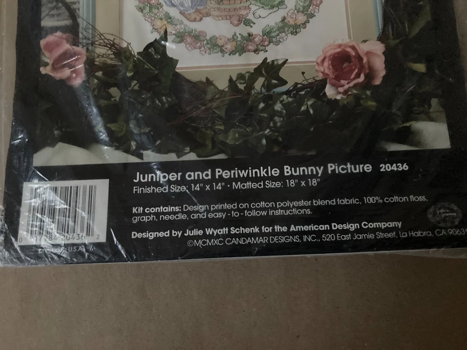Golden Bee Juniper and Periwinkle Bunny Pic Cross Stitch Kit 14"x14" 20436 NEW - Image 3 of 3