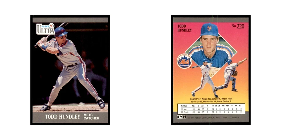 Todd Hundley 1991 Fleer Ultra #220 Baseball Cards Baseball Card NM - Image 3 of 3