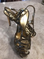 Nine West platform High Heel Dress Pumps Sandals Shoes Sz 7 M Gold/Black