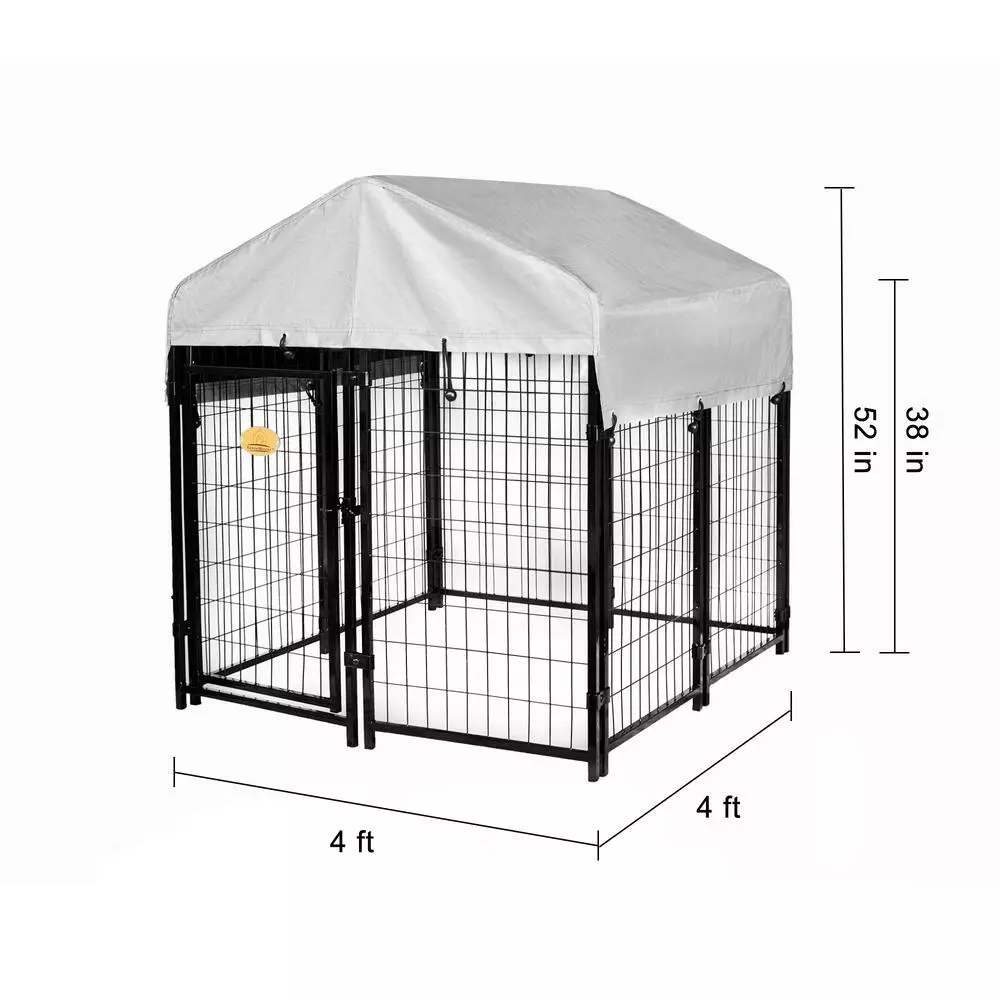 KennelMaster 52 in. x 4 ft. x 4 ft. Welded Wire Dog Fence Kennel