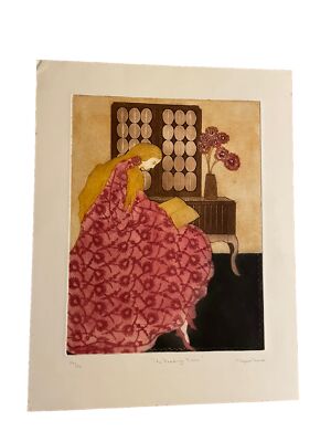 Melyssa Bearse Reading Room  Etching  signed 36/50