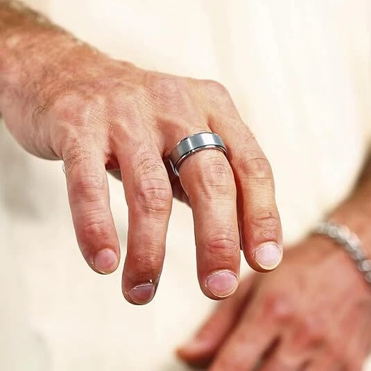 8mm Spinner Mens Ring Fashion Fidget Ring Anxiety Wedding Band for Men Comfort - Image 3 of 4