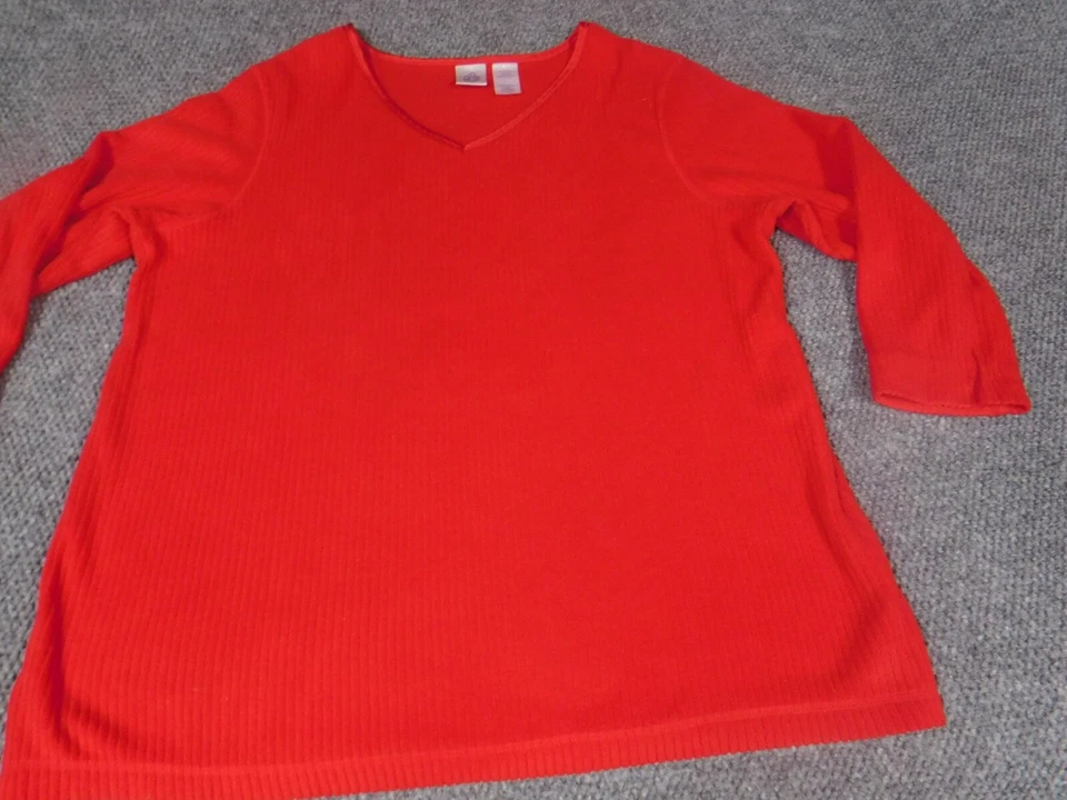 Suéter Just My Size para mujer 20W Plus rojo suéter cuello en V Foto 3 de 4