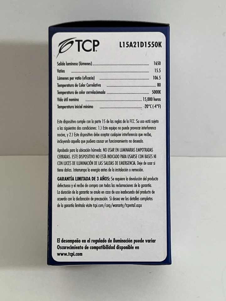 TCP 15W; 5000 Kelvin; 1600 Lumen; 80 CRI; E26 Base; Dimmable LED A21 Light Bulb - Image 2 of 4