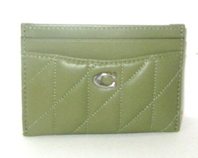 Coach CM434 Essential Quilted Pillow Nappa Moss Green Leather Card