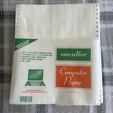 Open- Executive Computer Paper 200 Sheets 20 Lb Bond Continuous Form Sheet Blank