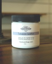 Tobacco Leather Moisturizing Hand  Body lotion 4 oz size.