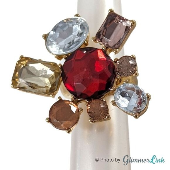 Multi Stone Cocktail Statement Ring Size 6 - image 1