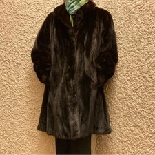 Women's Size Small Maximillian Bloomingdales Mahogany Brown Mink Fur Coat