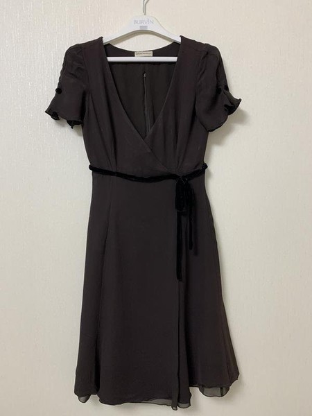 Women Emporio Armani Dress Brown Velvet 34 / XS /
