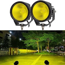 Round LED Offroad Driving Fog Lights Pod Lights 2Pcs Round Yellow Flood