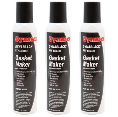 Dynatex DynaBlack RTV Silicone Gasket Maker, 8oz Auto Can Made in USA (3-Pack)