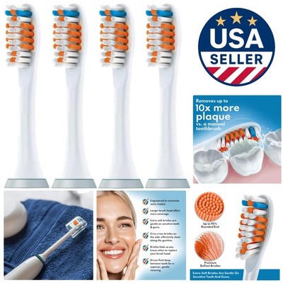 4 Pack Philips Sonicare Toothbrush Heads - Superior Plaque Control for Adults