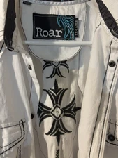 ROAR Strength Refined Embroidered White Long Sleeve Shirt Men's Cross Size XXL