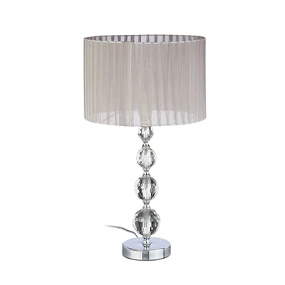 Nachttischlampe kristall Tischleuchte Leselampe Designerlampe grau zylindrisch - Bild 1 von 4