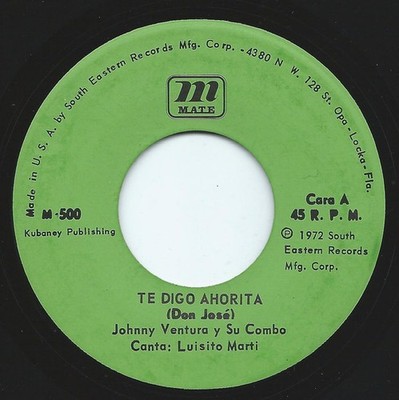 Johnny Ventura Y Su - Te Digo Ahorita / La Empaliza - Used Vinyl Reco - G8100z