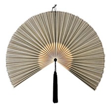ChumDecor Fan Wall Decor, Japanese Giant Fan, Large Bamboo 40"L x 40"W, Gray