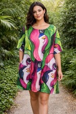 MB Germany Abstract Faces Art Dress Women’s Sz 14 Tunic Shift Colorful Boutique
