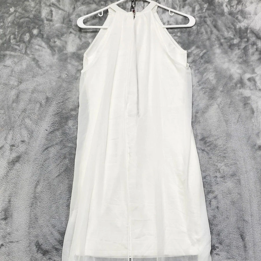 Vestido Venus Para Mujer 4 Blanco Chifón Superpuesto Sin Mangas Halter Vendaje Elástico Foto 4 de 4