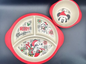 Retro Disney Mickey Mouse Merry Christmas Plate & Bowl Set – Holiday Dinnerware