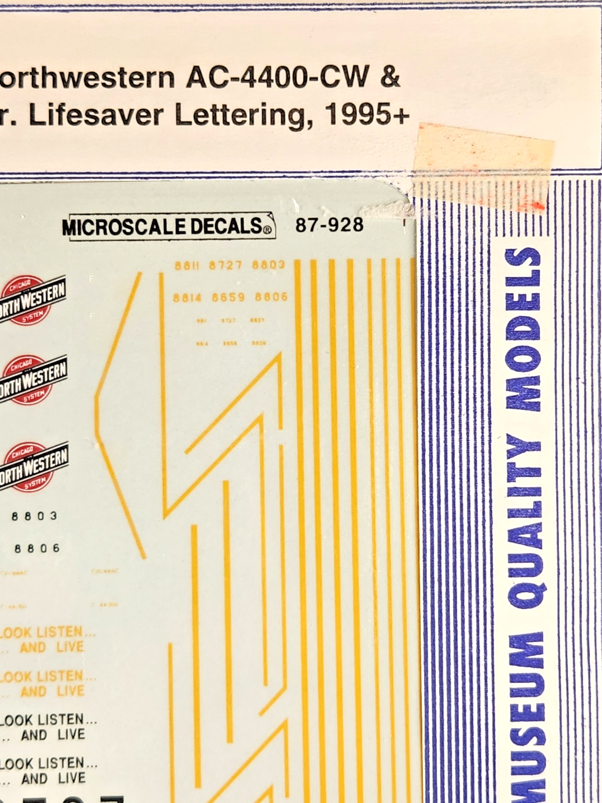 Microscale HO Decals #87-928 C&NW AC-4400, Dash-9 w/Operation Lifesaver ...